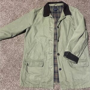 Lands' End Olive Barn Jacket with Corduroy collar and sleeves